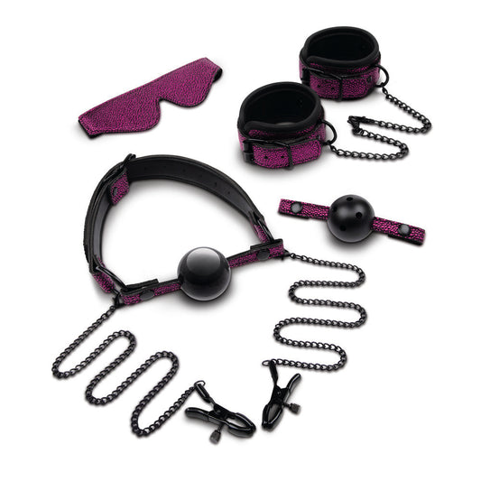 Purple Dragonskin Bondage Set 5 Piece on white background. image 1