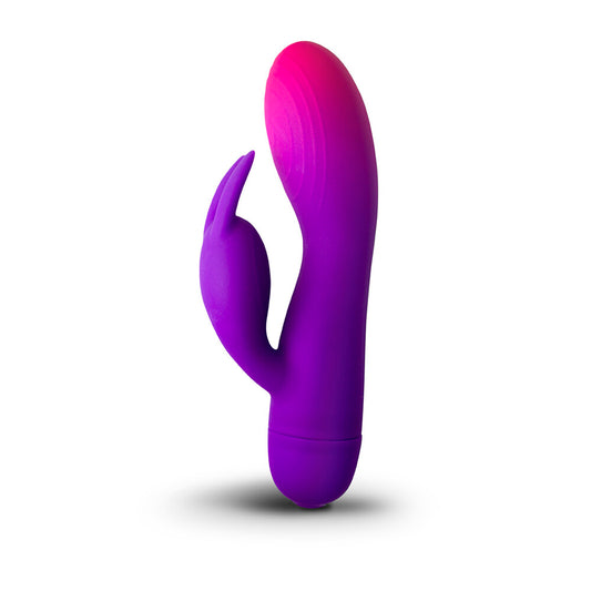 Rocks off Purple GloGirl Rabbit Vibrator on white background. image 1