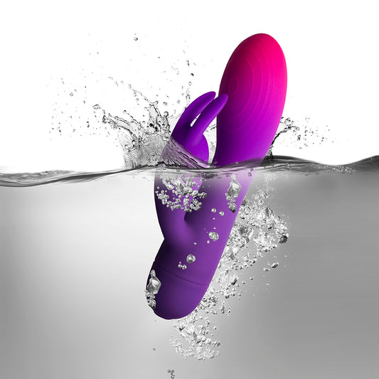 Rocks off Purple GloGirl Rabbit Vibrator on white background and water . image 2