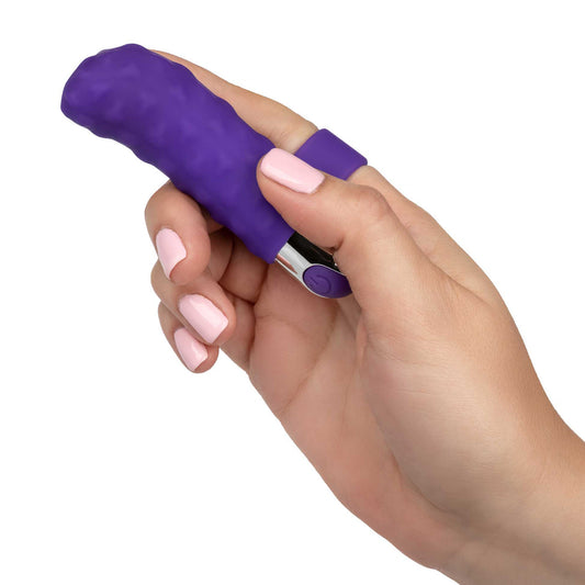 hand wearing Purple Intimate Finger Teaser on white background. image 2