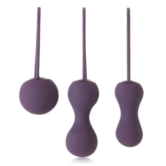 set of 3 Purple Kegal Balls on white background. image 1