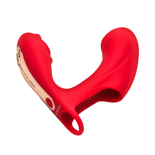 Red Rose Pulsing Finger Vibrator on white background. image 1