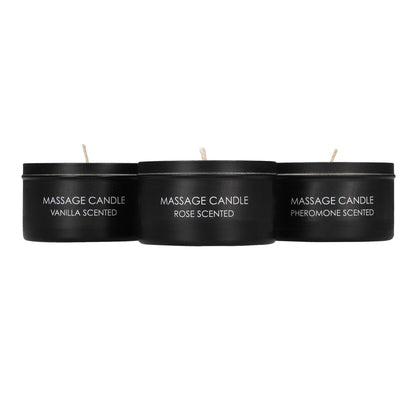 set of 3 candles on white background. image 1