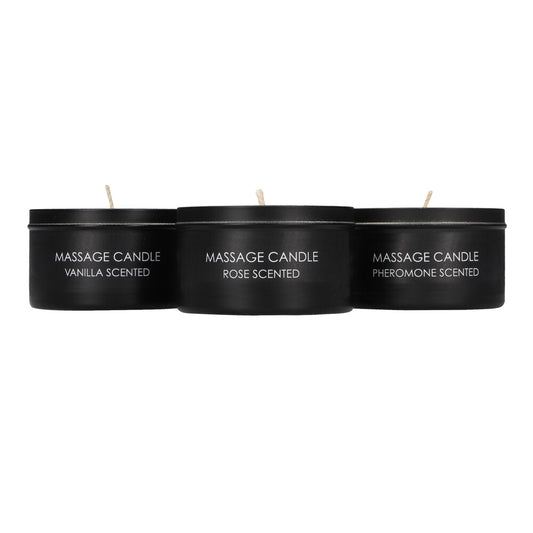 set of 3 candles on white background. image 1