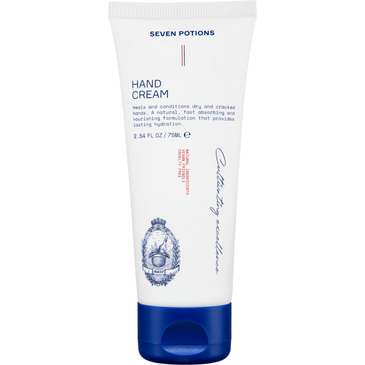 Tube of Seven Potions hand cream on a white background