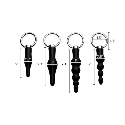 Silicone Rear Play Ringed Rimmer 4 Piece Set size guide on white background. image 2