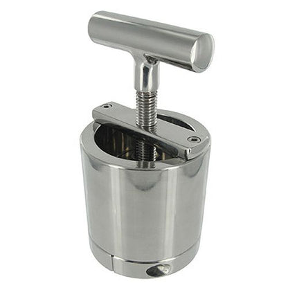 Silver Ball Press Chamber on white background. image 1