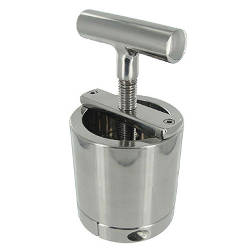 Silver Ball Press Chamber on white background. image 1