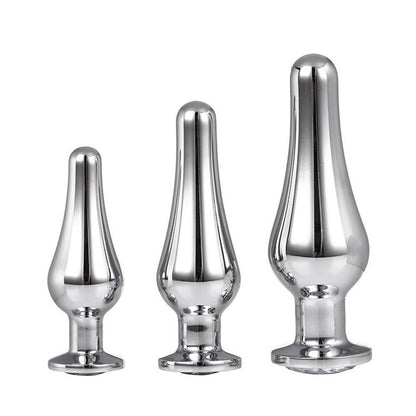 Silver Butt Plug Set of 3 on white background. image 1