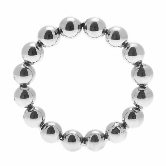Stainless Steel Beaded Cock Ring S-M on white background. image 1