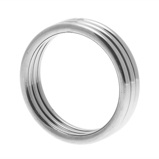Stainless Steel Triple Cock Ring M-L on white background. image 1