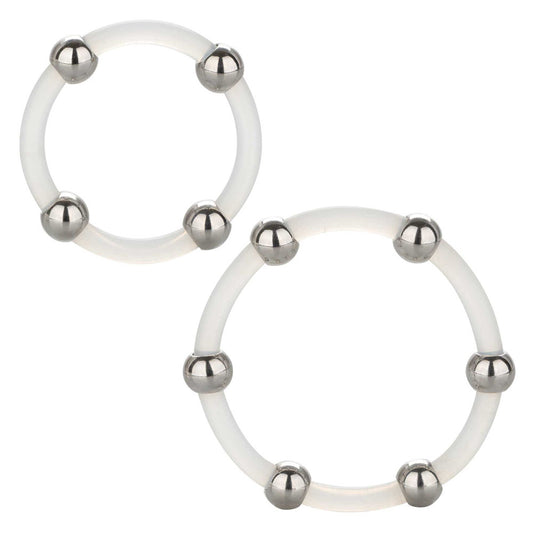 Steel Beaded Ring Set on white background. image 1