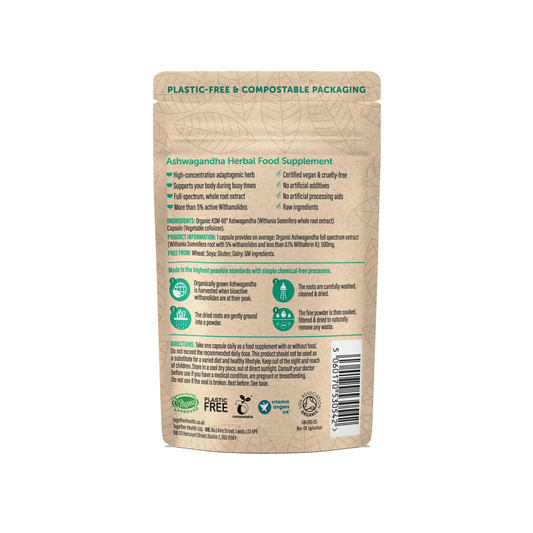 Back of Together Health packaging with list of ingredients for Ashwagandha