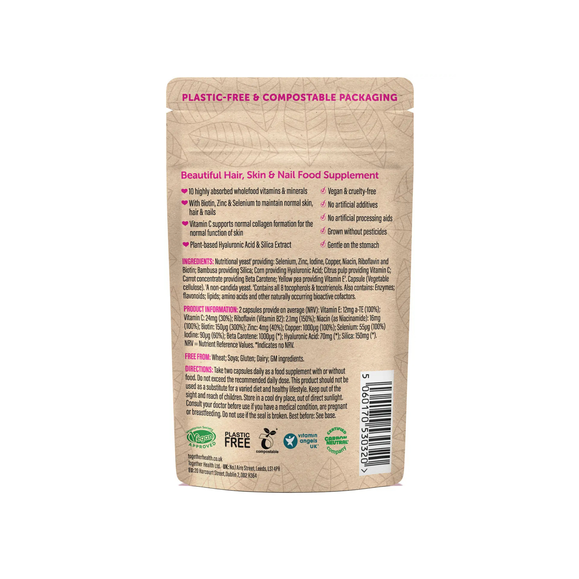 Back of Together Health packaging with list of ingredients for Beautiful