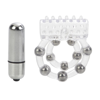Waterproof Dual Enhancement Ring with Vibrations and Stroker Beads