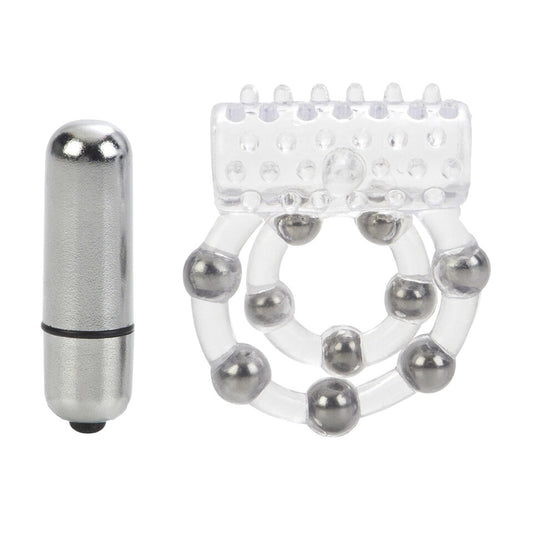 Waterproof Dual Enhancement Ring with Vibrations and Stroker Beads