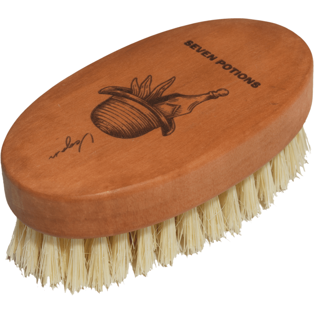 Brown brush with bristles on a transparent background