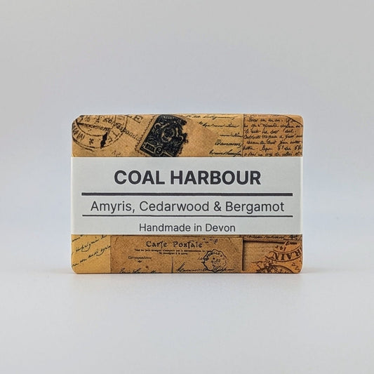 Bar of soap with 'Coal Harbour' branding on a white background
