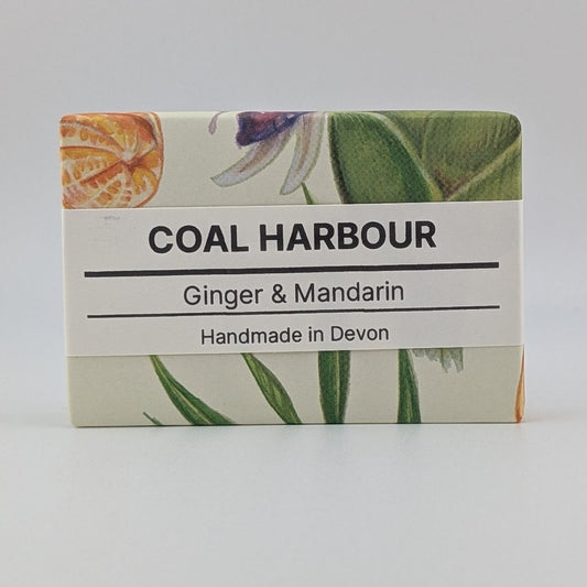 Box of Coal Harbour Ginger & Mandarin soap on a white background